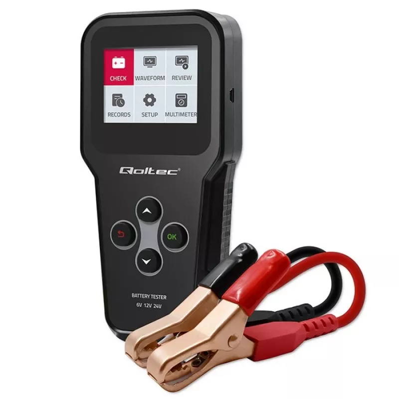 Qoltec 52489 digitaler Batterietester und -analysator 3-in-1 mit LCD, 6V / 12V / 24V, 30Ah-200Ah