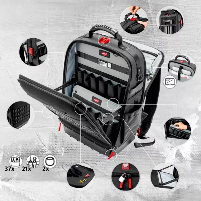Knipex X18 Werkzeugrucksack-Modul (00 21 50 LE), Schwarz/Rot, 37 Fächer