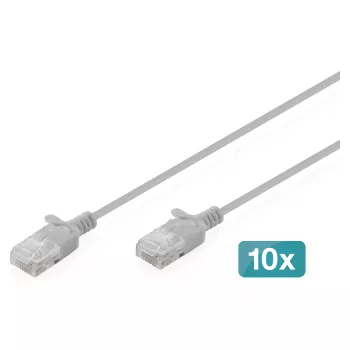 Netzwerk-Patchkabel DIGITUS CAT 6 U-UTP schlank 0,5 m grau, 10er Pack