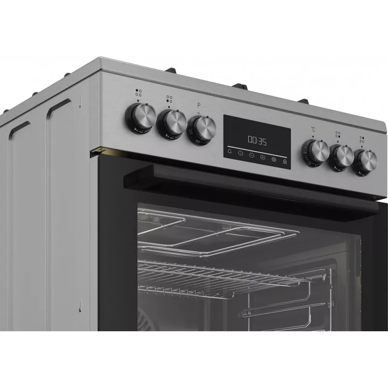 Freistehender Gas-Elektro-Herd BEKO FBM62330GXTN 60 cm, 4-Flammen-Gaskochfeld, 72 l Elektrobackofen, Energieeffizienzklasse A