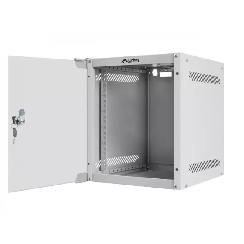 Lanberg WF10-2306-10S 10" Wandschrank (Rack) 6U, 336×280×310 mm, Glastür, 20 kg, grau (RAL 7035)