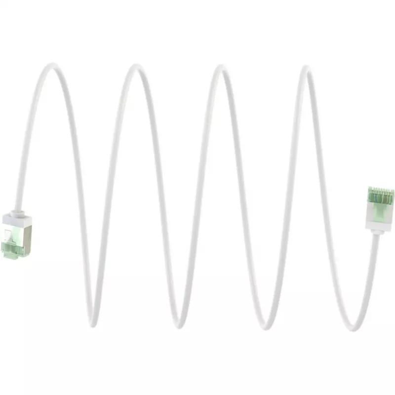 Ultra-Flexibles Cat.8.1 Patchkabel schlank, U/FTP (Weiß, 3 Meter, extra kurzer Stecker)