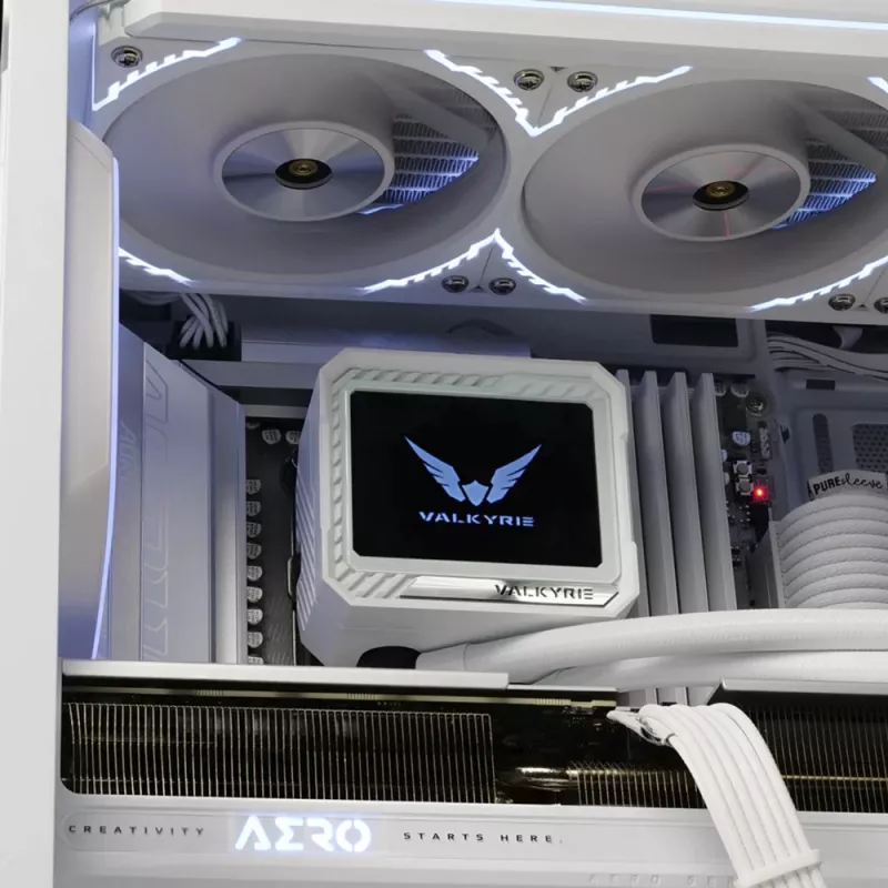 Flüssigkeits-CPU-Kühler Valkyrie VK-AIOV240W 240-mm-Radiator mit LCD