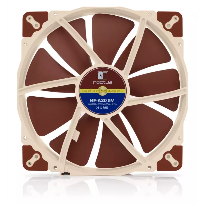 Noctua NF-A20 5V Gehäuselüfter, 200x200x30 mm, 5 V, 3-Pin, beige/braun