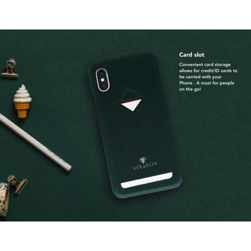 Handy-Kartenfach-Rückenschale VixFox für iPhone X / XS, forest Grün Schutzhülle mit Kartenfach