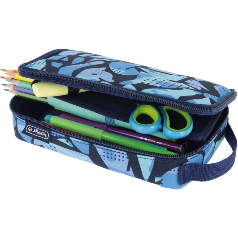 Federmäppchen Herlitz 2 Go CamoBlue Polyester Blau 210x130x60mm