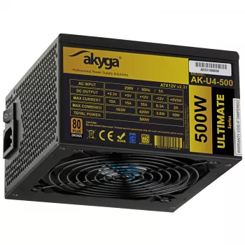 Akyga Ultimate AK-U4-500 ATX-Netzteil 500 W, 80 PLUS Bronze, aktive PFC, 120-mm-Lüfter