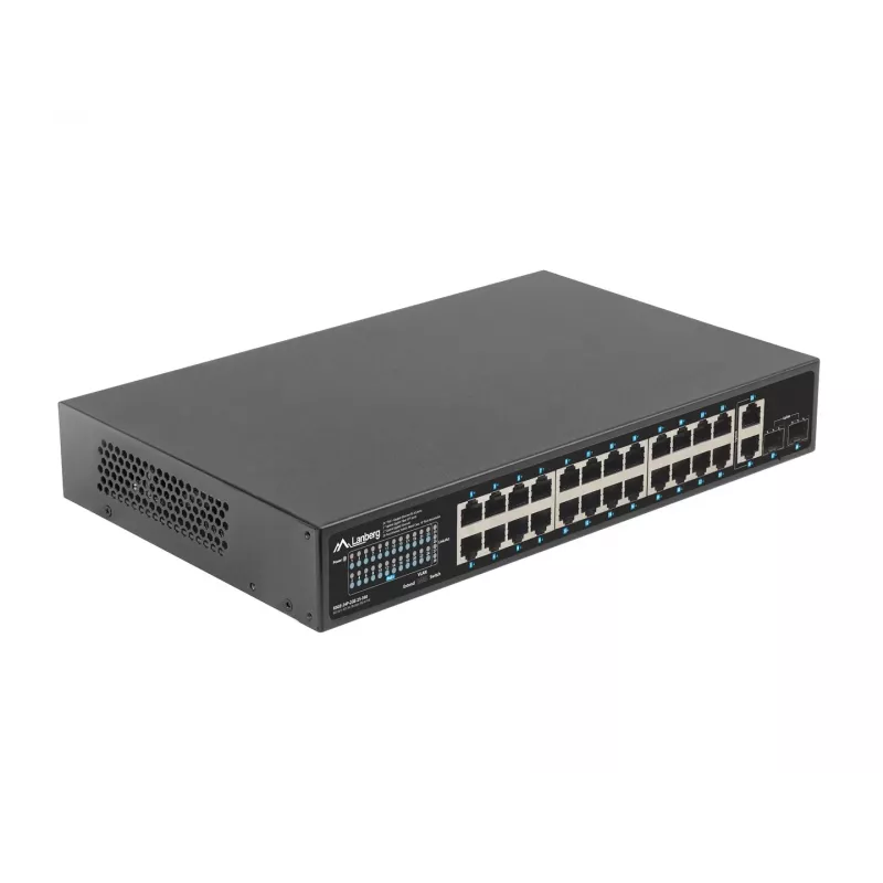 Unmanaged LANBERG Switch RSGE-24P-2GE-2S-360 mit 24 RJ-45 Ethernet-Ports