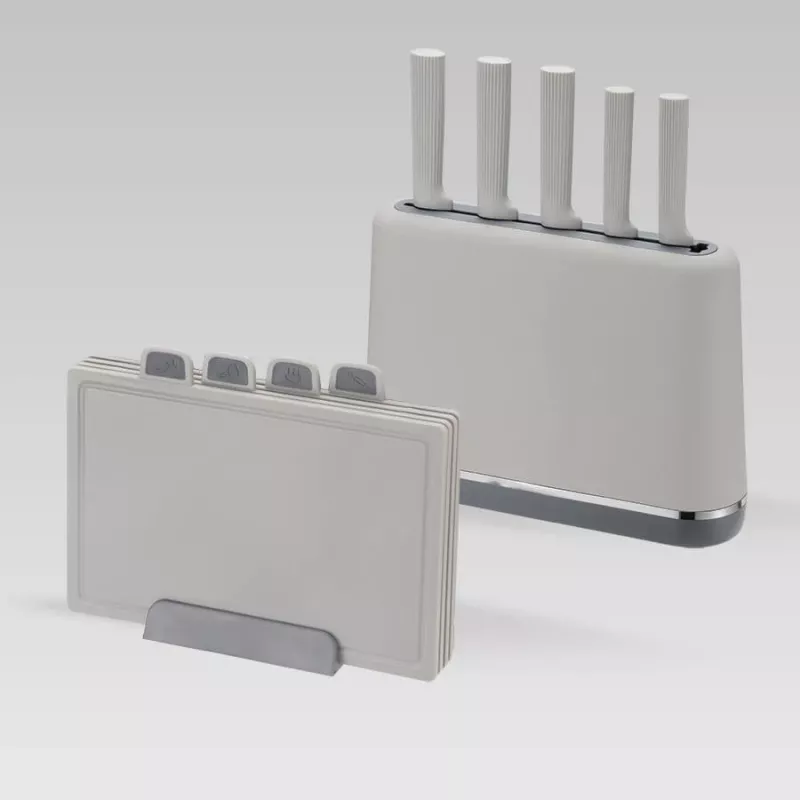 Maestro MR-1412-GREY Messerset mit Block und Schneidebrett-Set, Grau