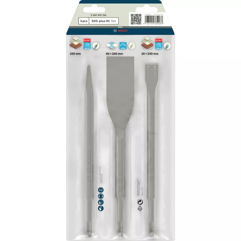 Bosch SDS-plus-5C Meißelsatz, 3-teilig