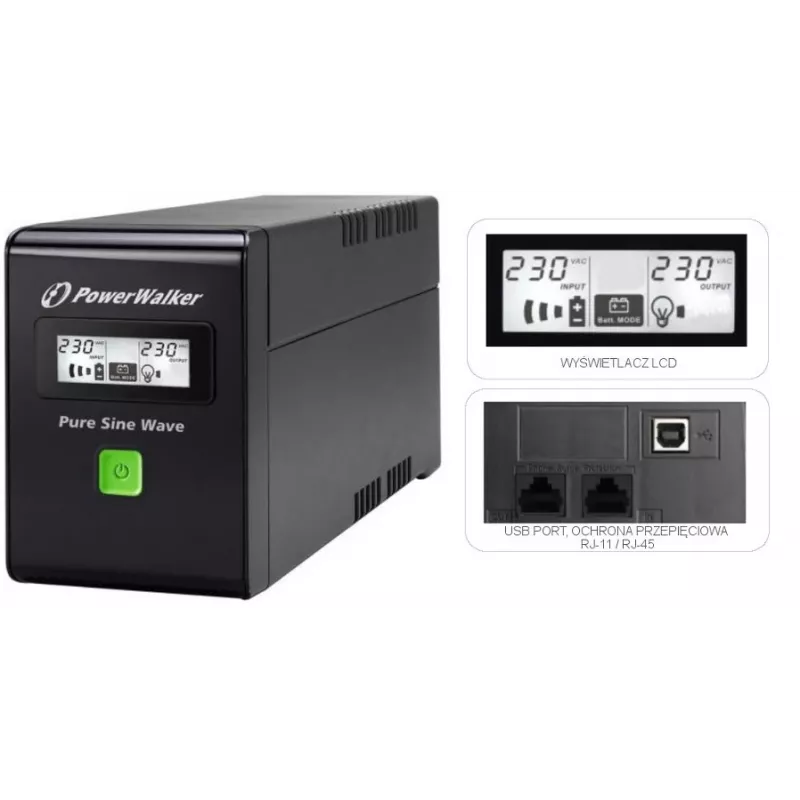 PowerWalker VI 600 SW FR USV 600 VA 2 AC-Ausgänge Line-Interactive (VI 600 SW FR)