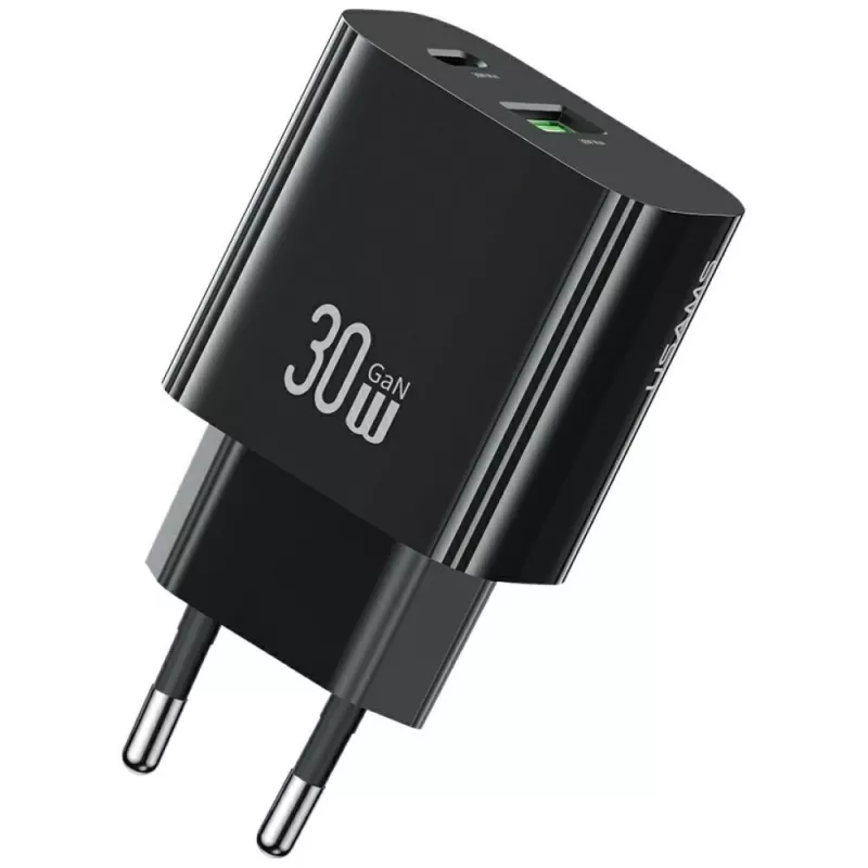 USAMS Ladegerät USA001631 30W mit 1x USB-C und 1x USB-A Schnellladung