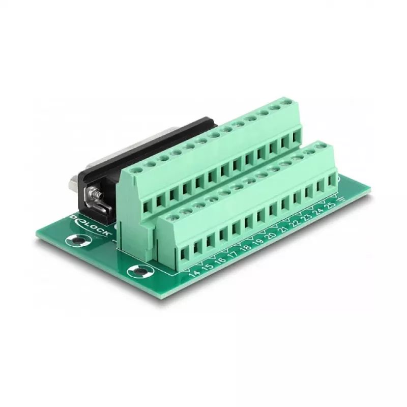 Delock 66912 D-Sub 25 Pin Buchse zu Terminalblock für Hutschiene