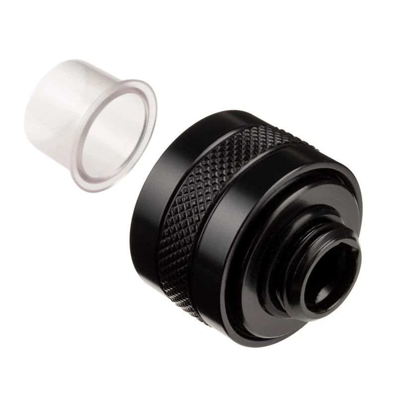 Fitting Alphacool 17473 — Messing 23 mm Höhe, 26 mm Durchmesser, schwarz