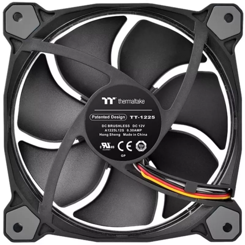 Thermaltake Riing 12 LED RGB Sync Edition CL-F071-PL12SW-A 120-mm-Gehäuselüfter, 3er-Pack, bis zu 1500 U/min, Schwarz