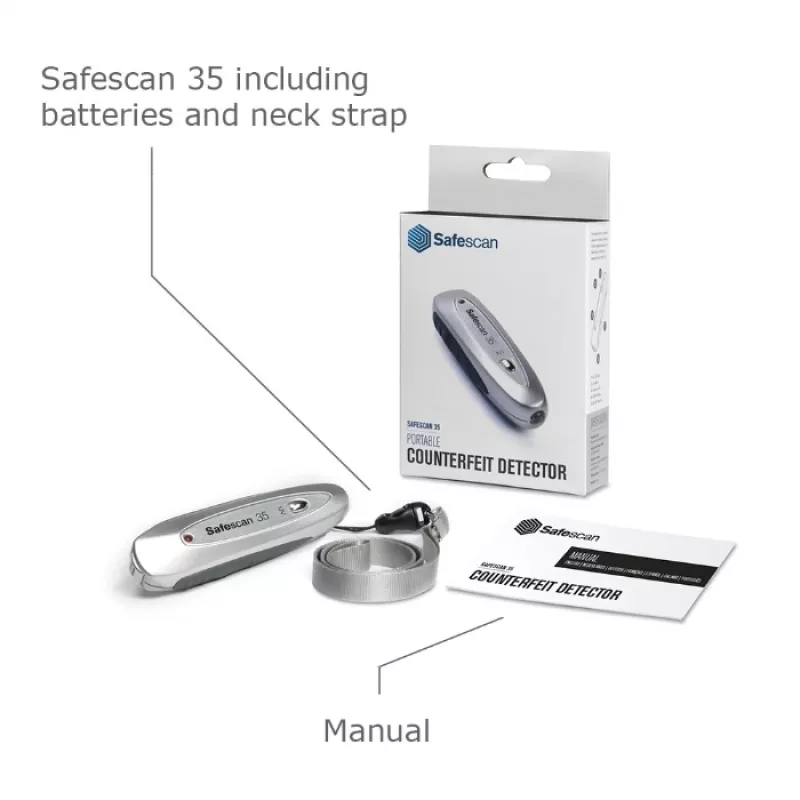 Safescan 35 tragbares Falschgeldprüfgerät, UV / magnetisch / Sicherheitsfaden