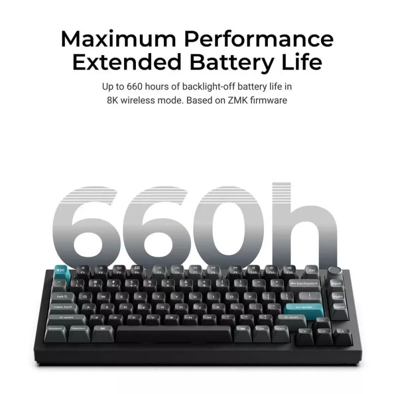 Mechanische 75%-Tastatur Keychron Q1 Ultra 8K – USB + RF Wireless + Bluetooth, RGB, Schwarz