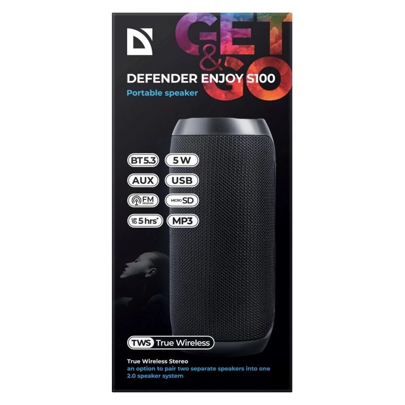 Defender Enjoy S100 Bluetooth-Lautsprecher, 5 W, Schwarz