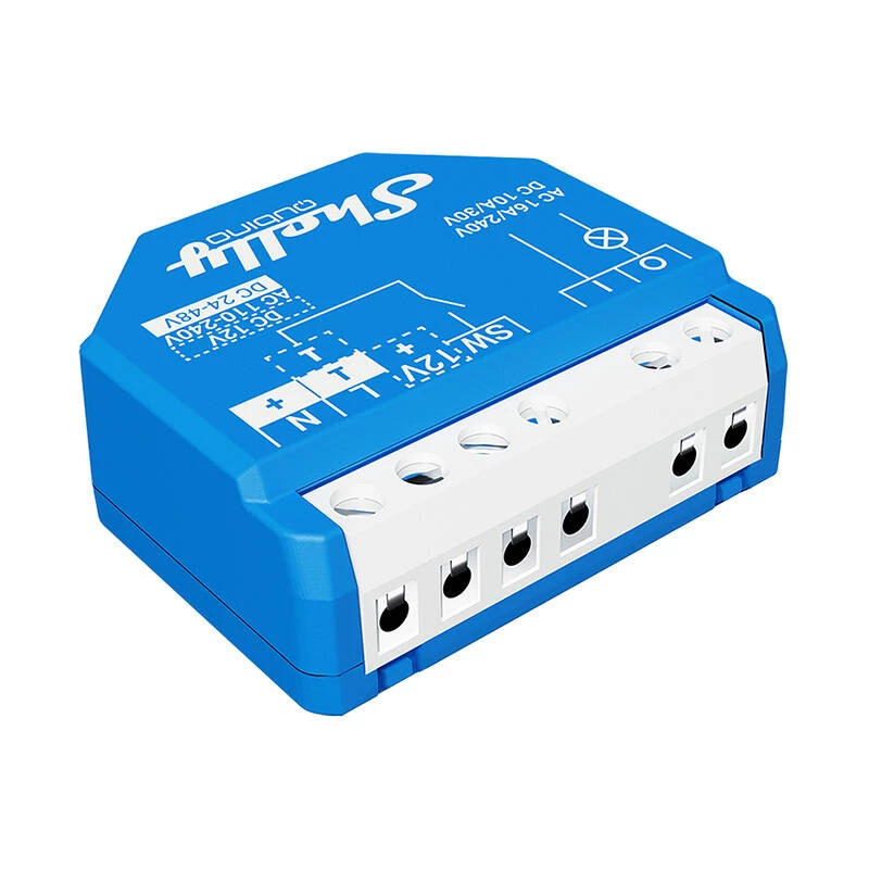 Shelly Qubino Wave 1 intelligentes Relais, 1 Kanal, Unterputz, Z-Wave, 16 A, 110–240 V AC / 24–48 V DC, Kunststoff, blau