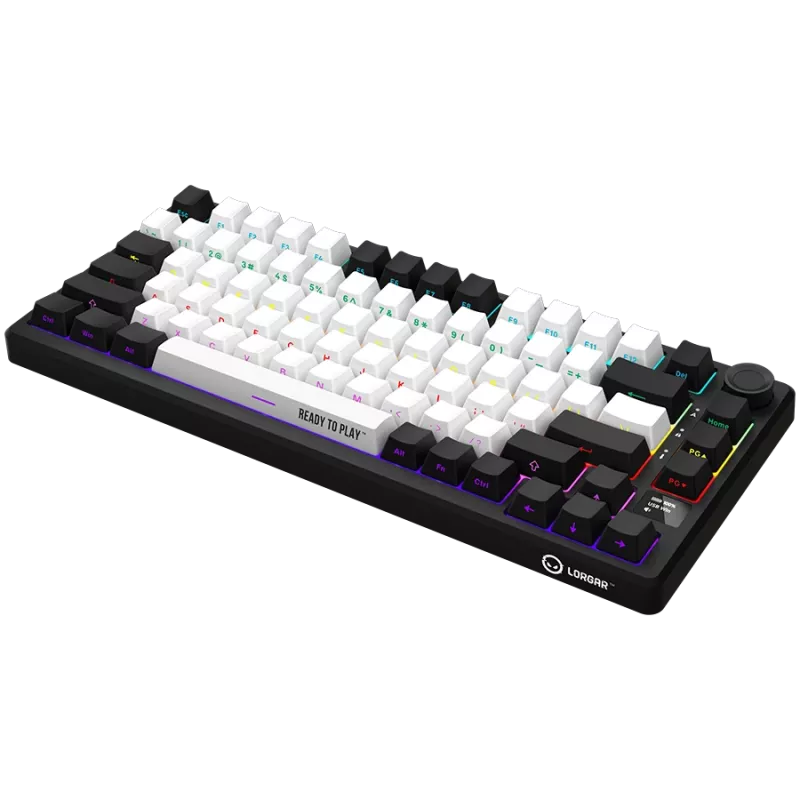 LORGAR KBP7075W kabellose mechanische 75-%-Gaming-Tastatur, Schwarz/Rot, EN
