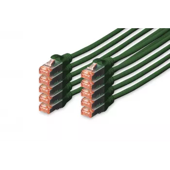 DIGITUS CAT6 S/FTP Patchkabel, 0,25 m, Grün, 10er-Pack