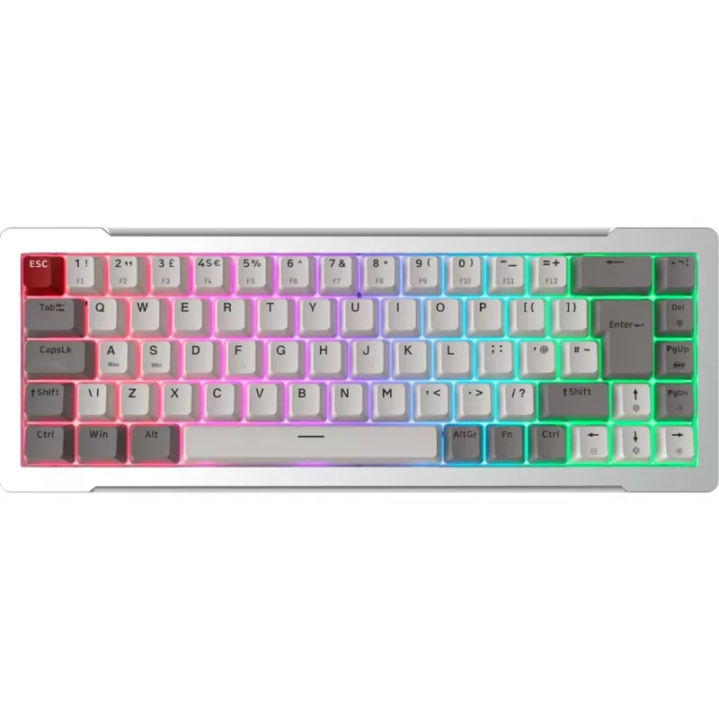 Raijintek MGA-68 Gaming-Tastatur, Hejin Magnetic Yellow Switches, DE Layout, Silber