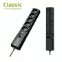EVER CLASSIC T/LZ09-CLA015/0000 Überspannungsschutz-Steckdosenleiste, 5 Steckdosen Typ E, 250 V, 1,5 m Kabel, mit Schalter, Kindersicherung, schwarz