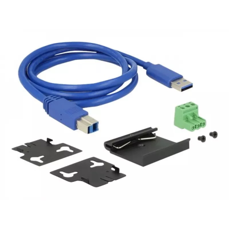 Delock 63309 externer Industrie-USB-Hub, 4 x USB 3.0 Typ-A, 15 kV ESD-Schutz, Metallgehäuse, wandmontierbar