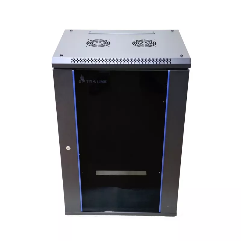 Wandmontiertes Rack Extralink Rackmount-Schrank 18U 600x600 Schwarz Schlüsselschloss