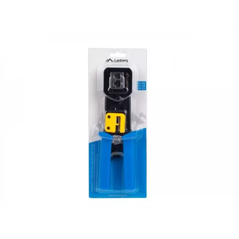 Lanberg NT-0204 Crimpzange für RJ45-, RJ12-, RJ11-Durchgangsstecker, schwarz/blau