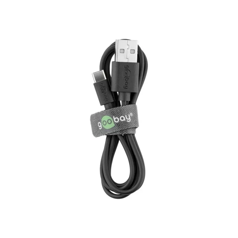 Goobay 38675 USB-C Lade- und Synchronisationskabel (USB-A auf USB-C), 10 cm, schwarz