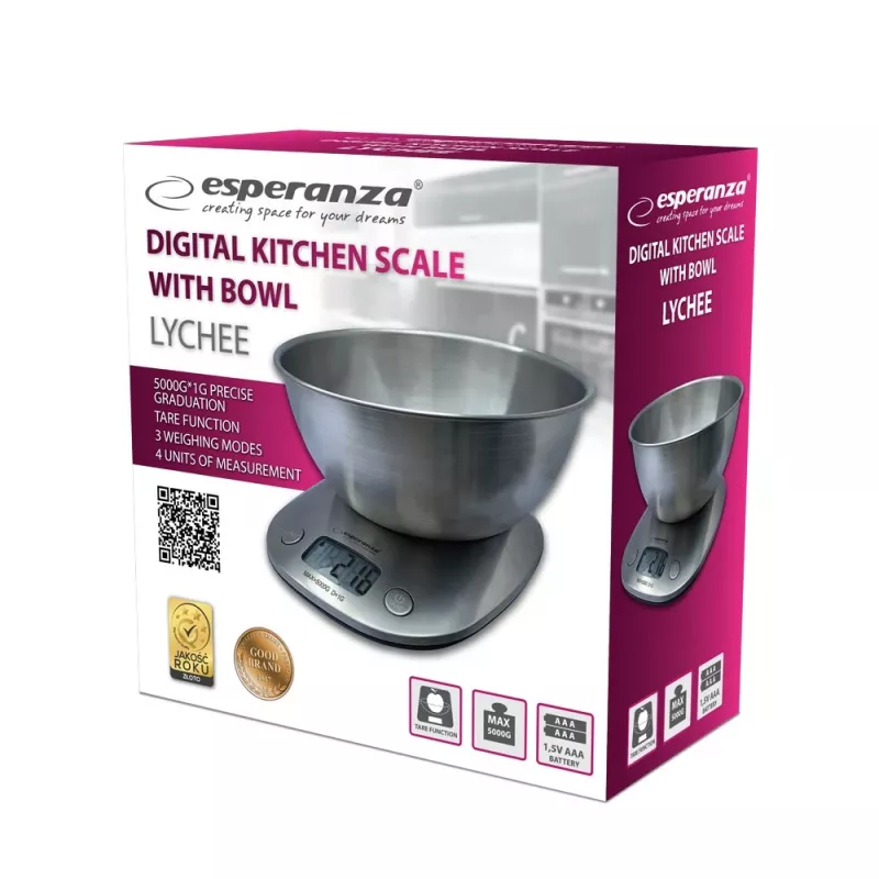 Esperanza EKS008 Lychee elektronische Küchenwaage mit Schüssel