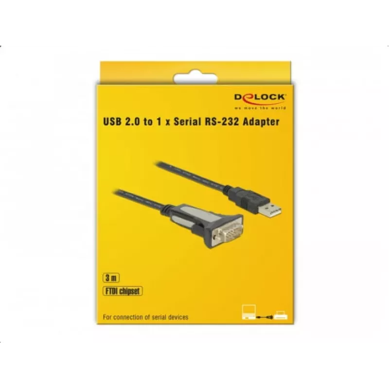 Delock Adapter USB 2.0 Typ-A zu 1 x Seriell RS-232 DB9 3 m