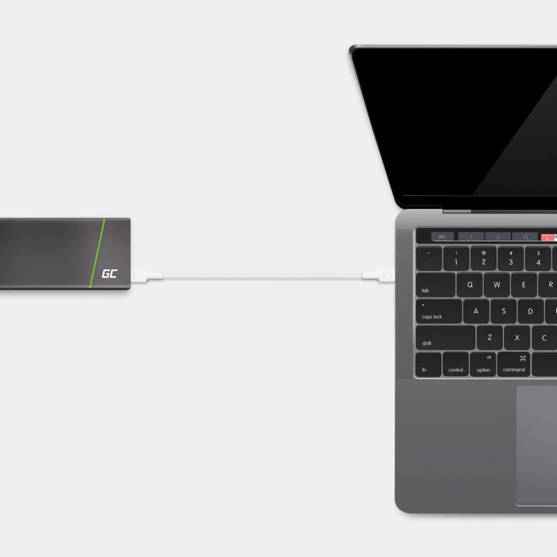 USB-C-zu-USB-C-Kabel Green Cell KABGC29W 2 m, USB 3.2 Gen 1, 60 W PD, geflochtenes TPE, weiß