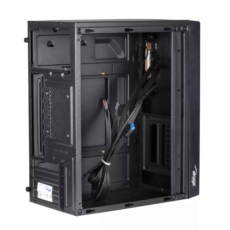 Akyga AK35BK Micro-ATX-PC-Gehäuse, Micro ATX / Flex ATX / Mini ITX, 2x USB 2.0, ohne Netzteil, schwarz