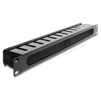 Delock 67628 19" Kabelmanagement-Panel mit Bürste, 1U, Schwarz