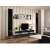 TV-Ständer Cama Meble VIGO NEW 30/180/40, weiße Oberplatte, schwarzer Hochglanzrahmen, 1800×400×300 mm