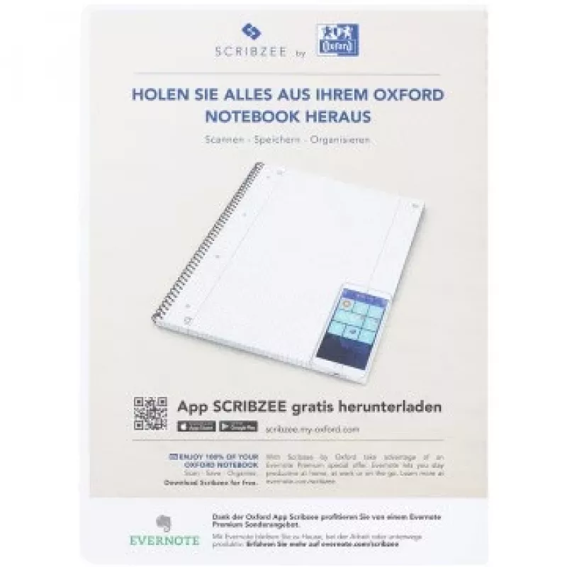 Oxford College-Block A4, 80 Blatt, kariert mit Innenrand, 90 g/m², blau (100050358)