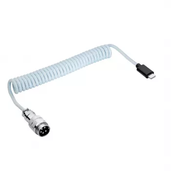 Akyga AK-USB-49 Aviator-Spiralkabel USB-C auf USB-C mit GX16-Stecker, USB 2.0, 3 m, Weiß