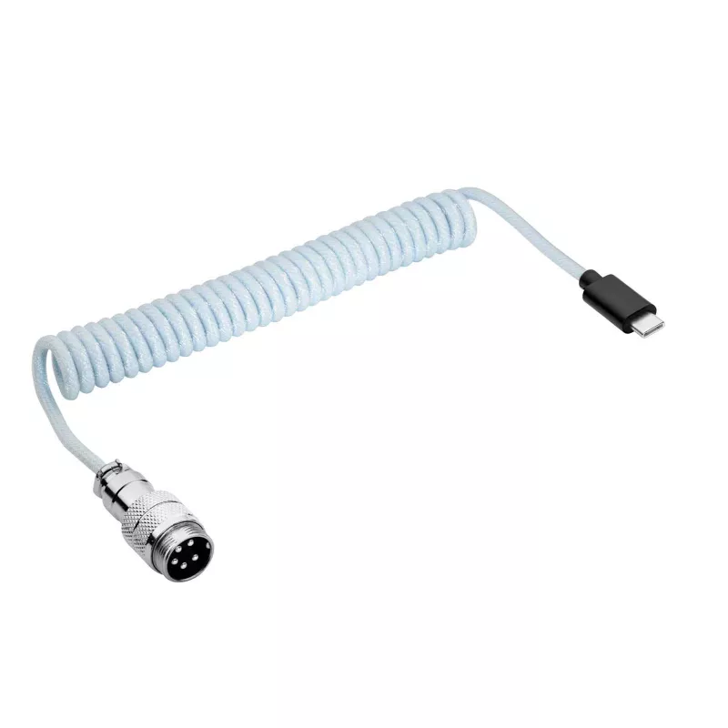 Akyga AK-USB-49 Aviator-Spiralkabel USB-C auf USB-C mit GX16-Stecker, USB 2.0, 3 m, Weiß