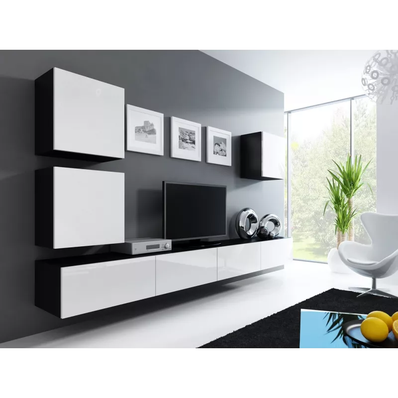 Cama Square Schrank VIGO 50/50/30 schwarz/weiß glänzend