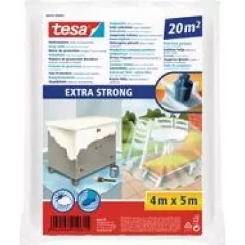 Tesa 56652 Extra starkes Abdecktuch, 4 x 5 m, Transparent