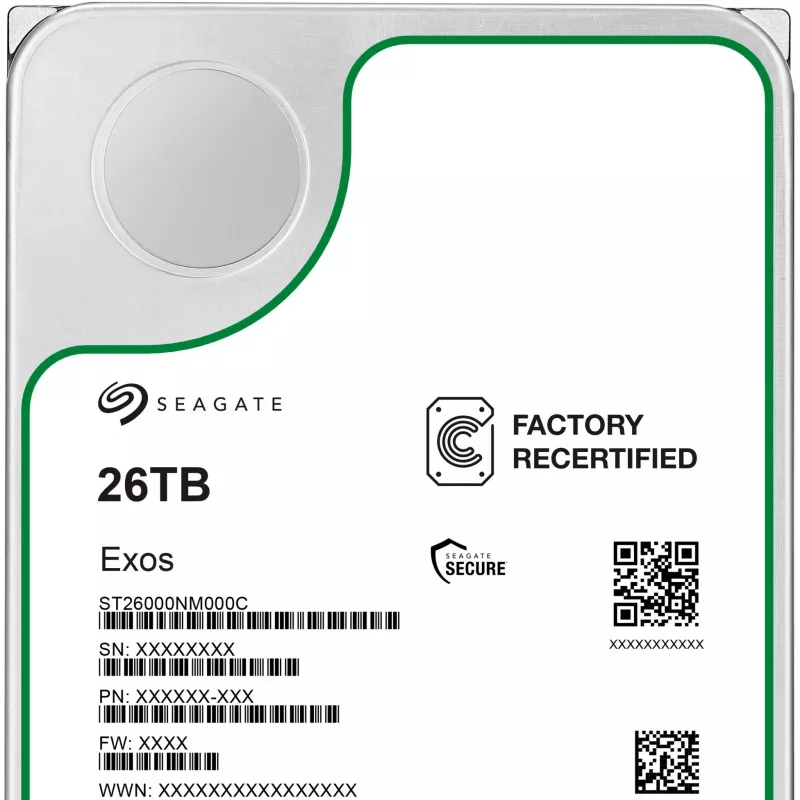 Seagate Exos ST26000NM000C-FR 26 TB 3,5 Zoll SATA-600 Festplatte, 7200 U/min, Factory Refurbished