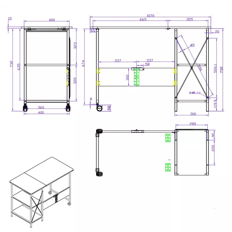 Maclean Loft-Klappschreibtisch, Maße: 107 x 45 x 75 cm, max. 150 kg, mit Arbeitsplatte, helles Buche-Dekor, MC-411 W