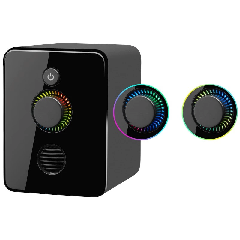 Defender V12 65212 2.1 Computer-Lautsprecher, 11 W, 5-W-Subwoofer, USB-Stromversorgung, LED-Beleuchtung, schwarz, 115 x 130 x 223 mm