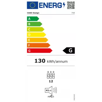 Caso | Weinkühlschrank | WineExclusive 12 | Energieeffizienzklasse G | Flaschenkapazität 12 | Kühltechnologie Kompressor | Schwarz