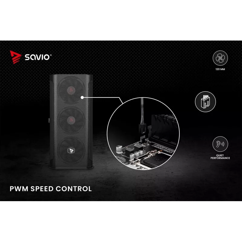 SAVIO BLADE X1 Lüfter-Set, 3 x 120 mm, 4-Pin-PWM, Schwarz