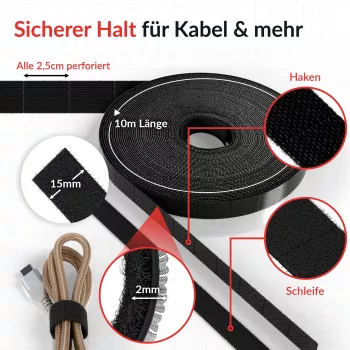 Kabel-Klettband-Rolle Label the Cable LTC 1410-10 — 10 m, schwarz