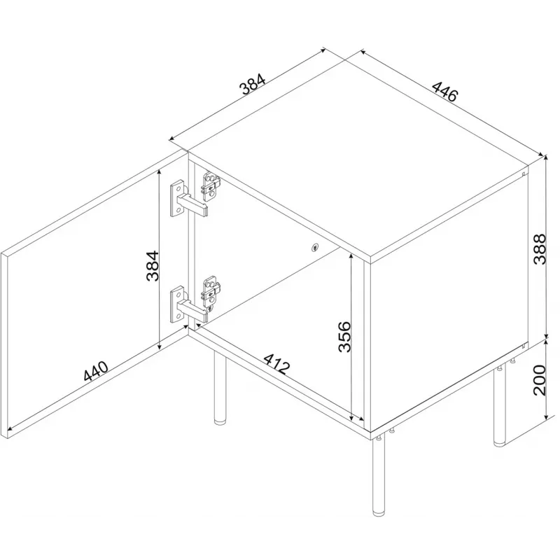 Nachttisch-Set 2 Stück Cama Meble ISLA 44,5×40×59 cm schwarz matt MDF/Spanplatte