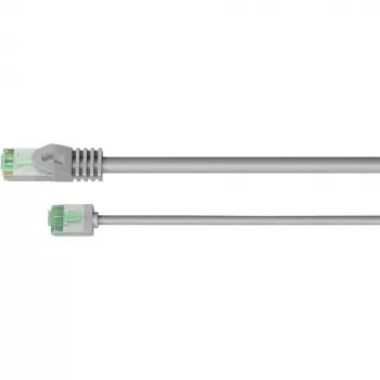 Goobay Ultra-Flexibles CAT 8.1 Patchkabel schlank U/FTP Grau - extra-kurzer Stecker 99,9% (74349)